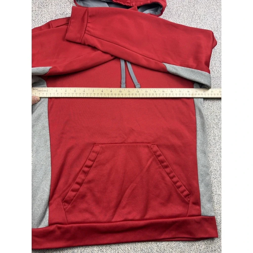 Nike Red Gray Therma‎ Fit Pullover Hoodie Sweatshirt Men Small
